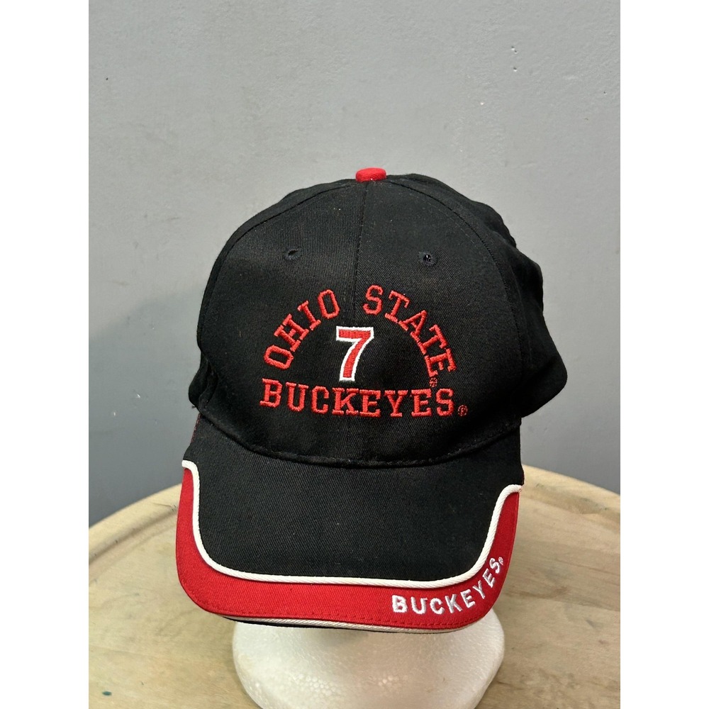 Ohio State Buckeyes Hat Cap Strap Back One Size Black Embroidered Mens